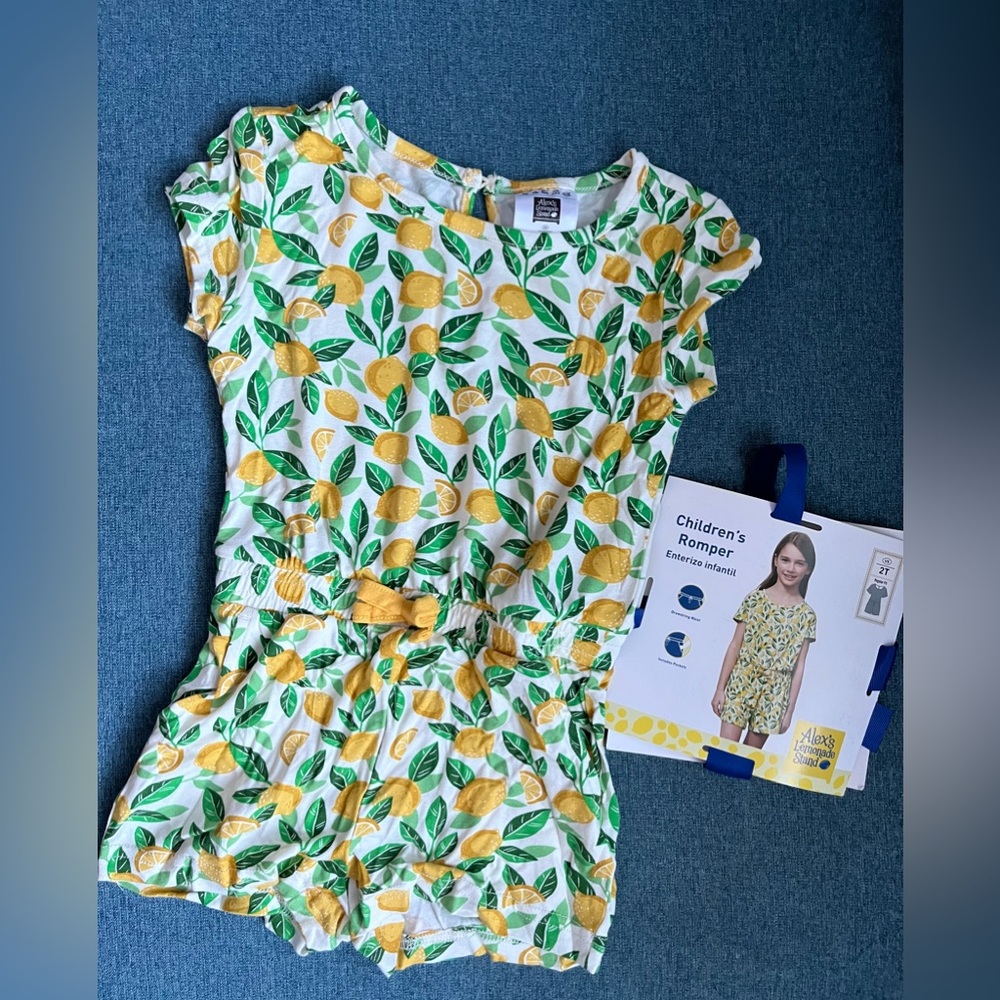 2T Lemon Print Kids Romper